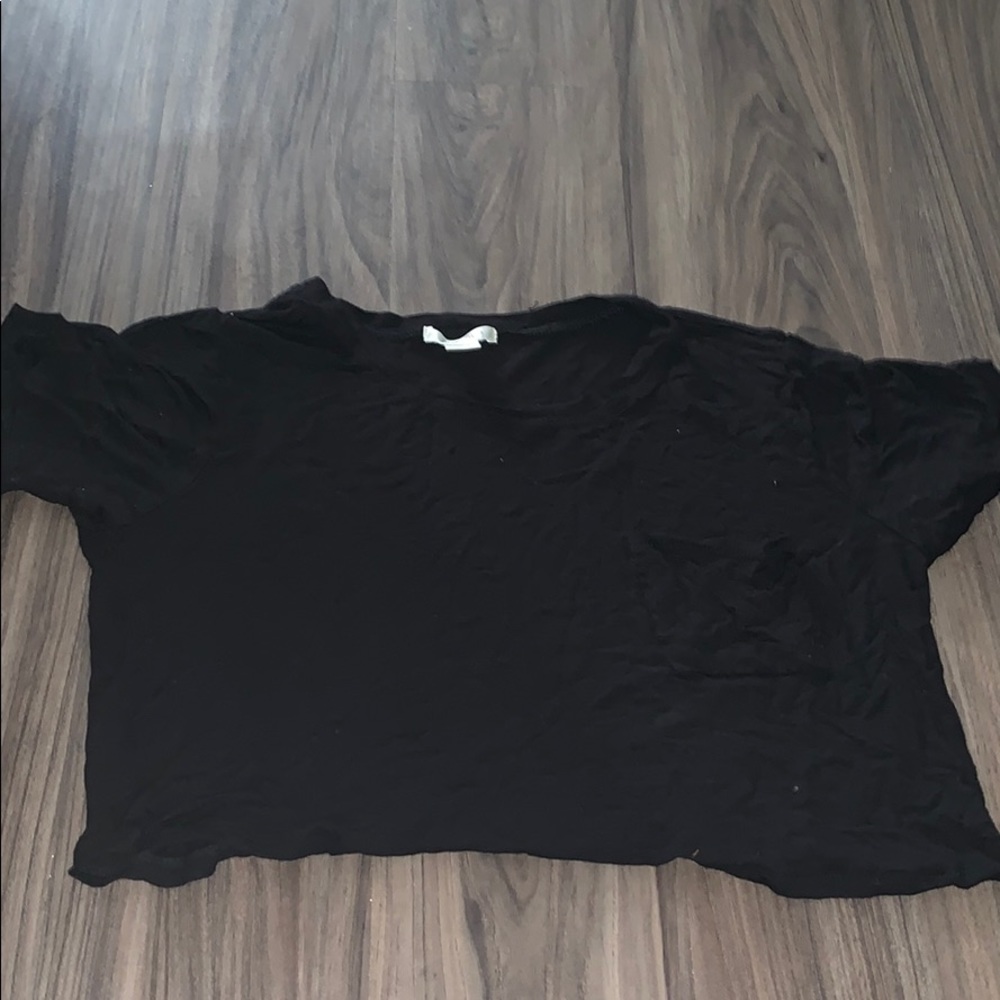 Black oversized crop top shirt